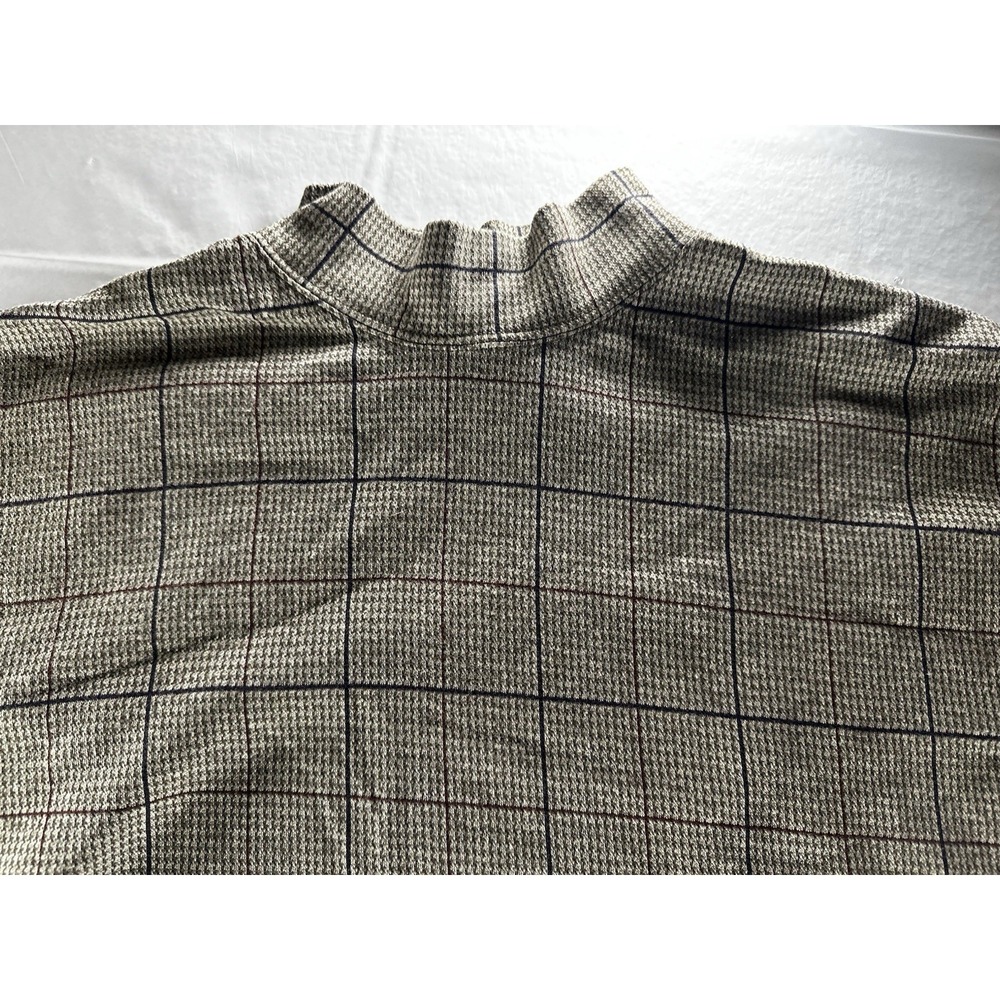 VTG L.L.Bean Mock Neck Windowpane Houndstooth Shirt Mens XL Beige USA Made - Picture 11 of 16